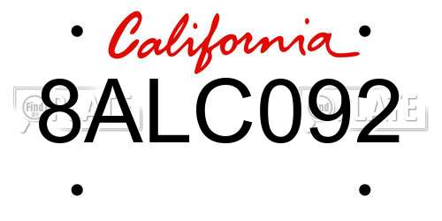8ALC092 California License Plate