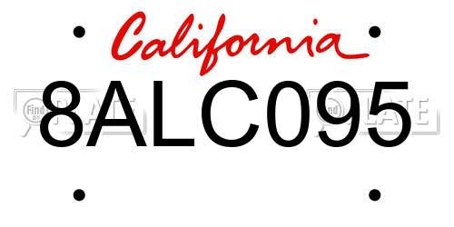 8ALC095 California License Plate
