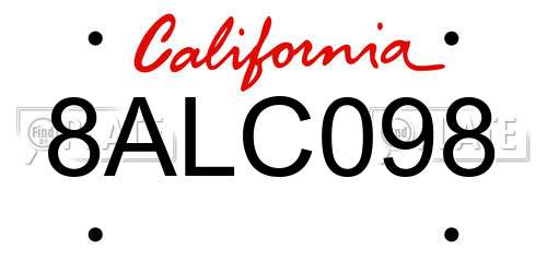 8ALC098 California License Plate