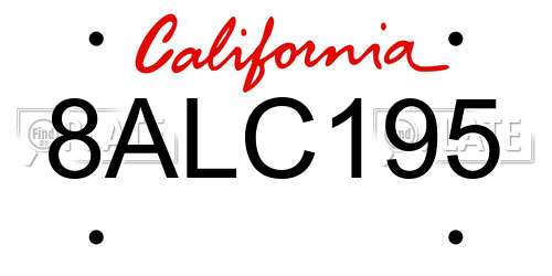 8ALC195 California License Plate