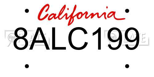 8ALC199 California License Plate