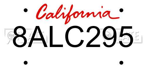 8ALC295 California License Plate
