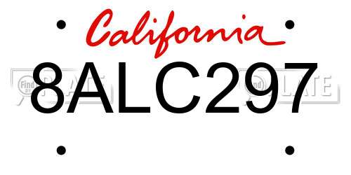 8ALC297 California License Plate