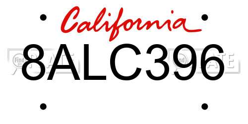 8ALC396 California License Plate