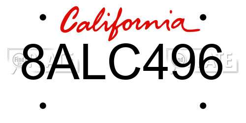 8ALC496 California License Plate