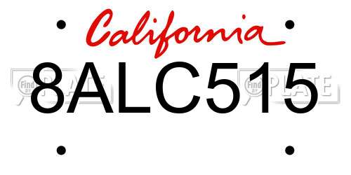 8ALC515 California License Plate