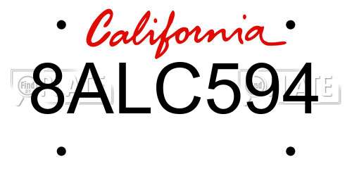 8ALC594 California License Plate