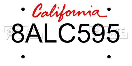 8ALC595 California License Plate
