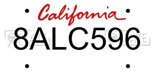 8ALC596 California License Plate