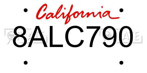 8ALC790 California License Plate