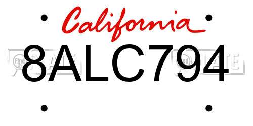 8ALC794 California License Plate