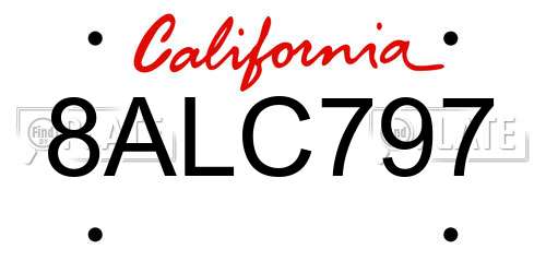 8ALC797 California License Plate