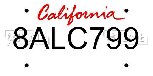 8ALC799 California License Plate
