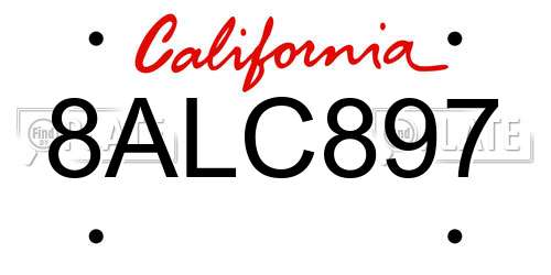 8ALC897 California License Plate