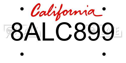 8ALC899 California License Plate