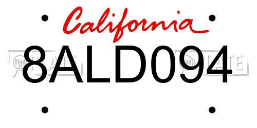 8ALD094 California License Plate