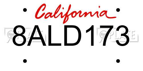 8ALD173 California License Plate