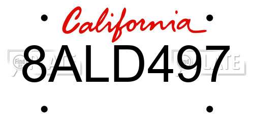 8ALD497 California License Plate