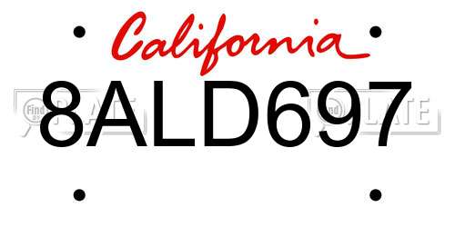 8ALD697 California License Plate