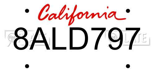 8ALD797 California License Plate