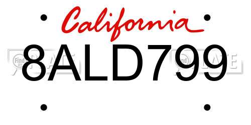 8ALD799 California License Plate