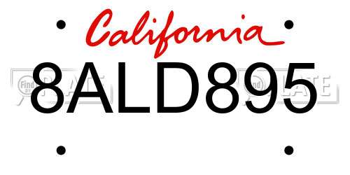 8ALD895 California License Plate