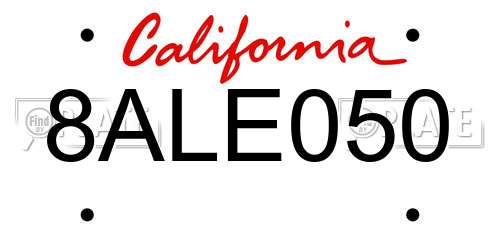 8ALE050 California License Plate