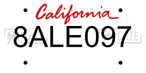 8ALE097 California License Plate