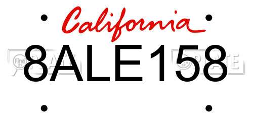 8ALE158 California License Plate
