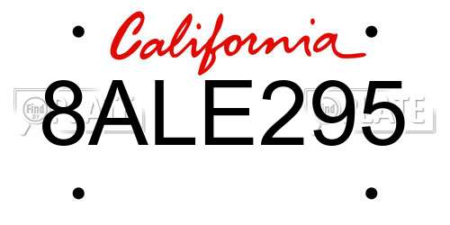 8ALE295 California License Plate