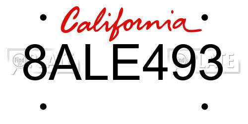 8ALE493 California License Plate