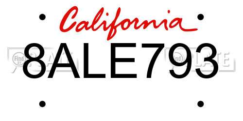 8ALE793 California License Plate