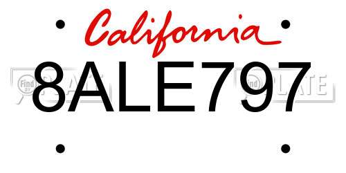 8ALE797 California License Plate
