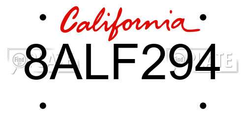 8ALF294 California License Plate