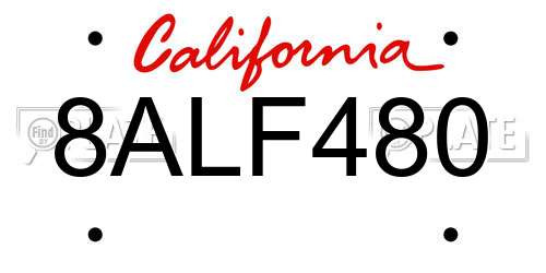 8ALF480 California License Plate