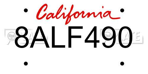 8ALF490 California License Plate