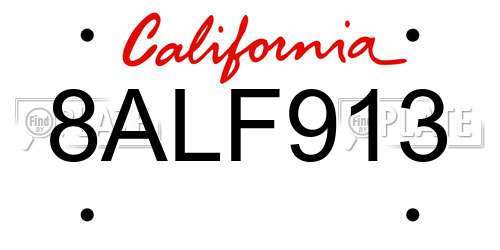 8ALF913 California License Plate