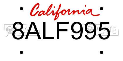 8ALF995 California License Plate