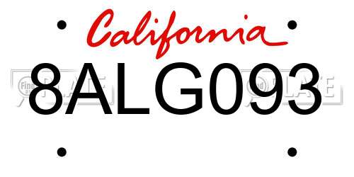 8ALG093 California License Plate