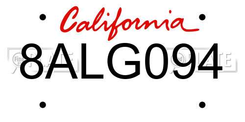 8ALG094 California License Plate