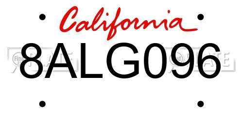 8ALG096 California License Plate