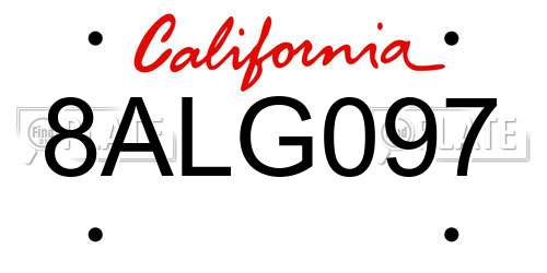 8ALG097 California License Plate