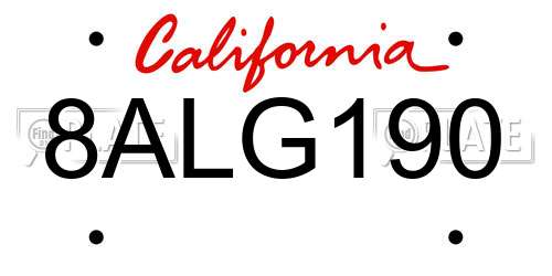8ALG190 California License Plate