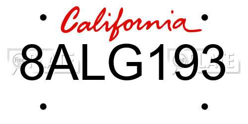 8ALG193 California License Plate