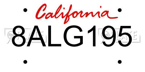 8ALG195 California License Plate