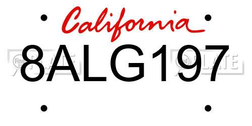 8ALG197 California License Plate