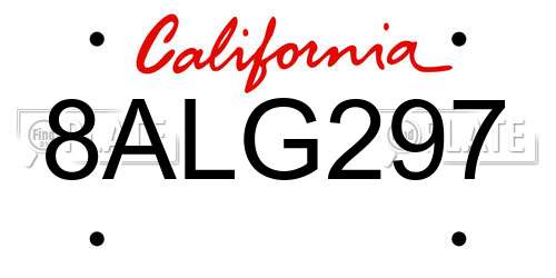 8ALG297 California License Plate