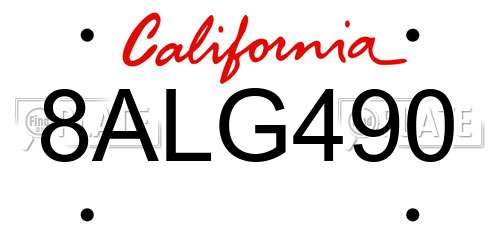 8ALG490 California License Plate