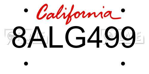 8ALG499 California License Plate
