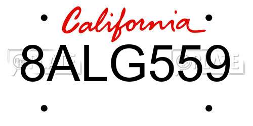 8ALG559 California License Plate